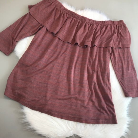 ANTHROPOLOGIE Charla Off Shoulder Top Mauve Pink {H40} - Picture 4 of 5